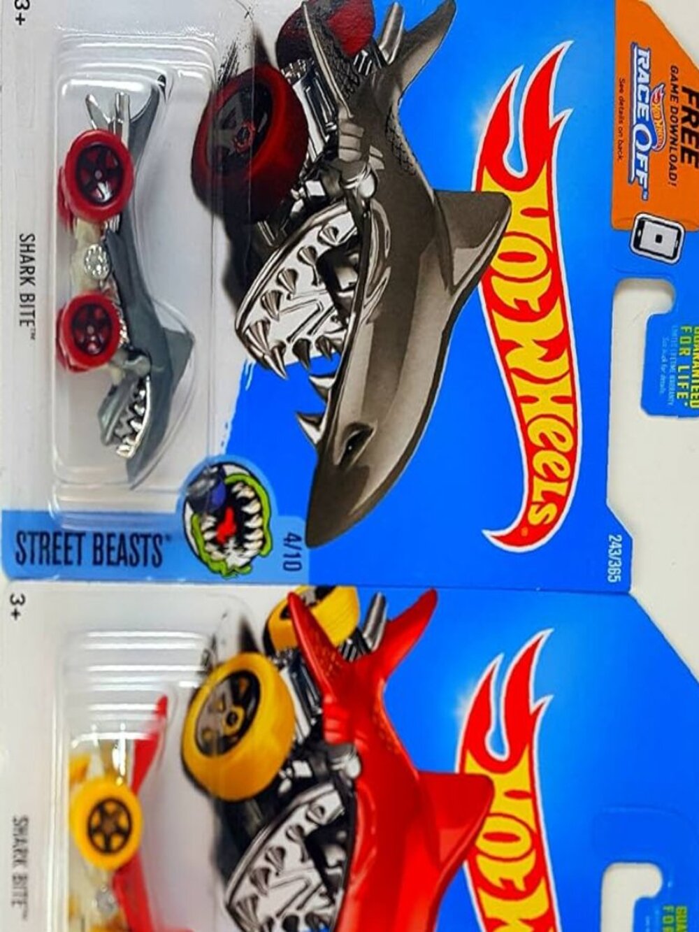 (JUNE 24 RELEASE) Hot wheels red and grey shark bite lot.